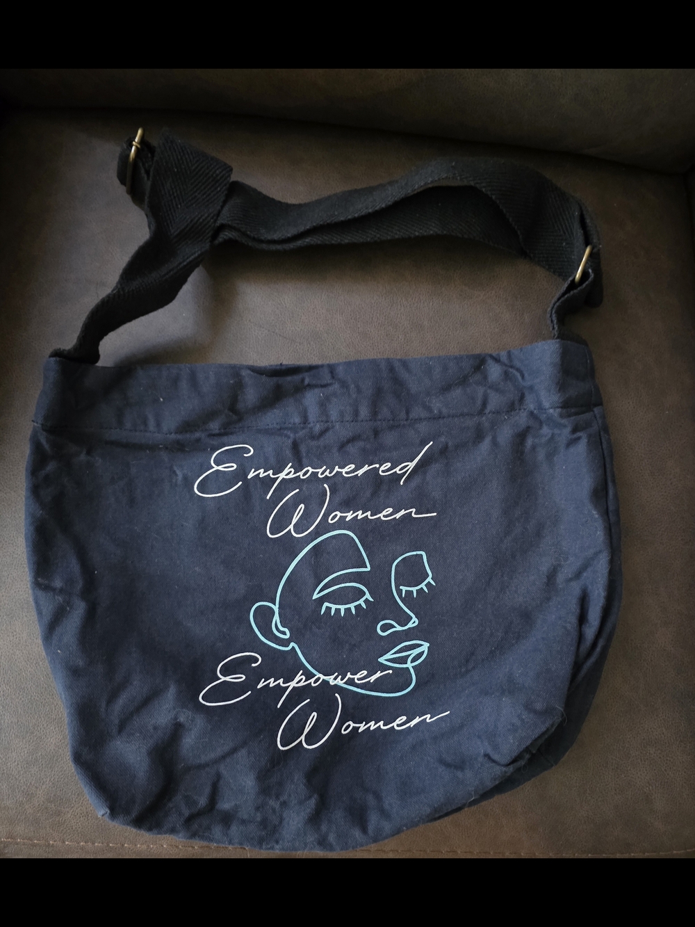Empowered Women Navy Canvas Crossbody Tote